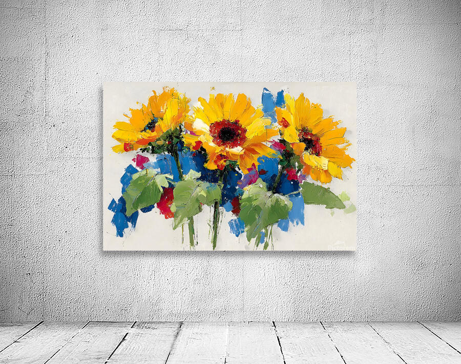 Palette of Sunlight – Sunflower Impasto Print Wall Preview