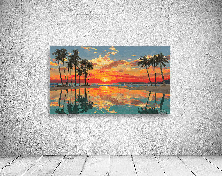 Firewater – Tropical Sunset Reflection Print Wall Preview