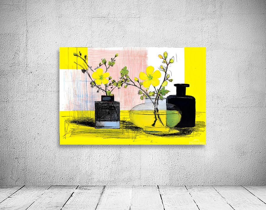 Lemonlight Botanicals – Mid-Century Floral Still Life Print Wall Preview