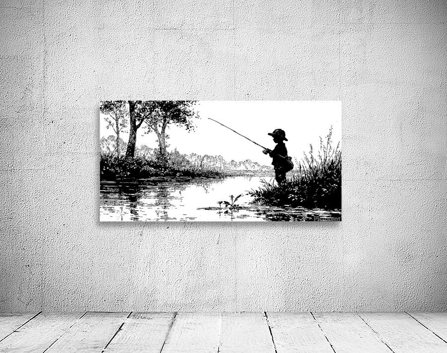 Boy Fishing – Vintage Fishing Print Wall Preview