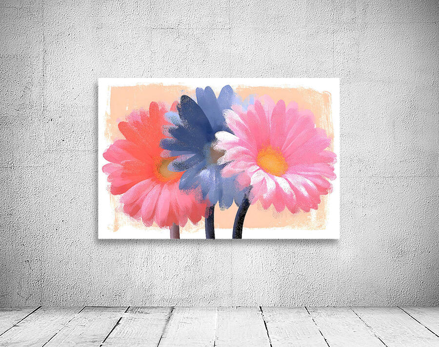 Cotton Candy Gerbera – Pink Blue Daisy Print Wall Preview