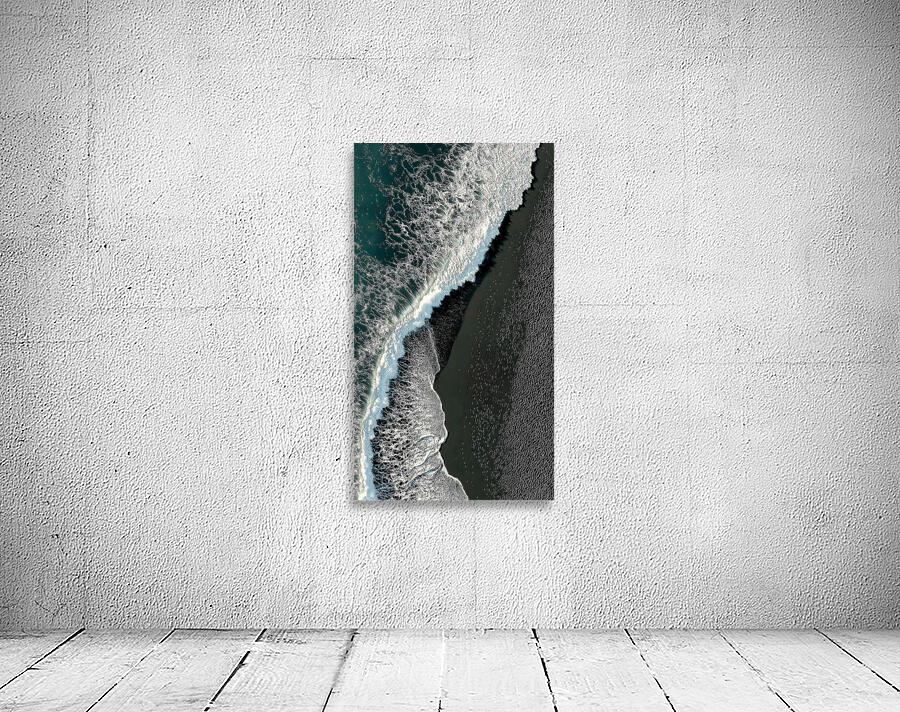 Black Sand Surge – Dramatic Aerial Beach Print Wall Preview
