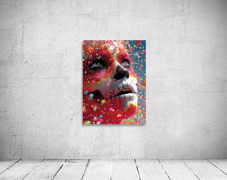 Crimson Skull – Abstract Sugar Skull Art Print Wall Preview