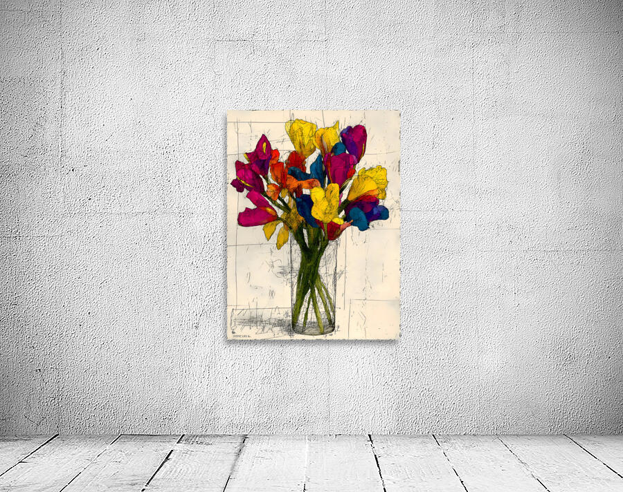 Rainbow Bouquet – Vibrant Floral Still Life Print Wall Preview