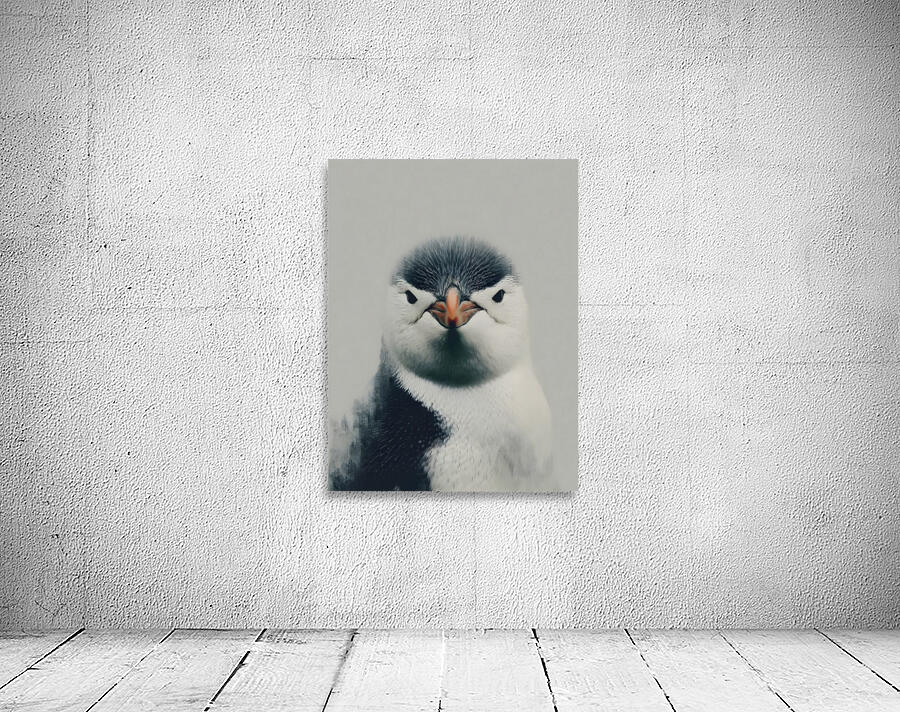 Curious Penguin – Black and White Penguin Portrait Wall Preview