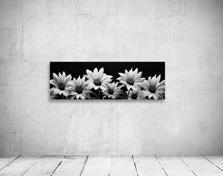 Eternal Bloom – Monochrome Sunflower Field Print Wall Preview