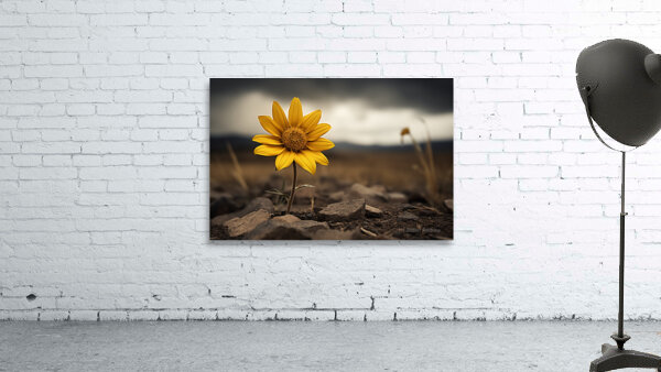 Golden Resolve – Sunflower in Sepia Field Print Wall Preview