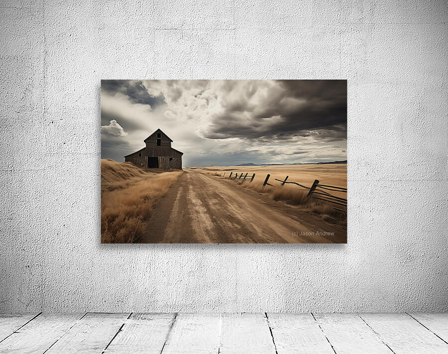 The Long Road Home – Sepia Countryside Landscape Print Wall Preview