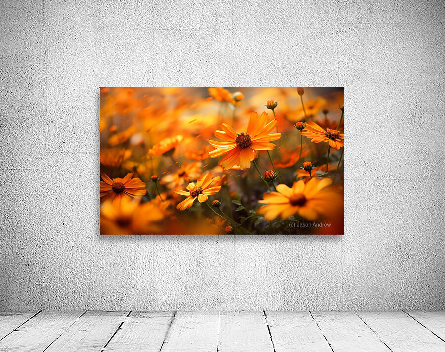 Honeyfield Glow – Warm Sunflower Bokeh Print Wall Preview