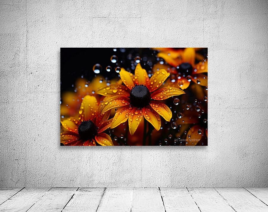 Morning Dew Daisies – Luminous Floral Art Print Wall Preview