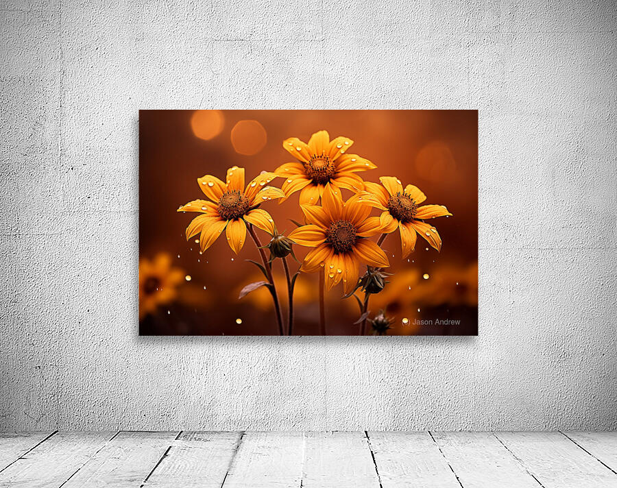 Golden Hour Daisies – Warm Botanical Art Print Wall Preview