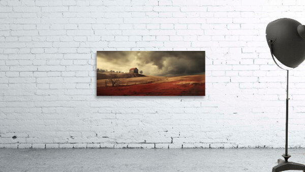 Crimson Harvest – Barn and Landscape Print Wall Preview