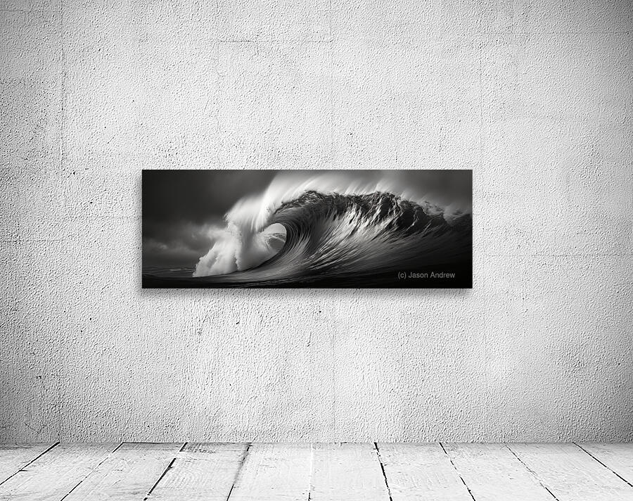 Gale Crest – Monochrome Seascape Panorama Print Wall Preview