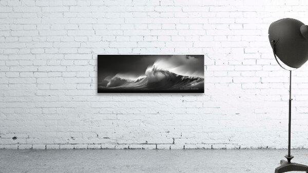 Silver Breaker – Black & White Ocean Wave Print Wall Preview
