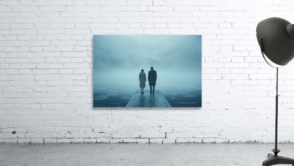 Together at the Shore – Moody Minimalist Couple Photography Print Wall Preview