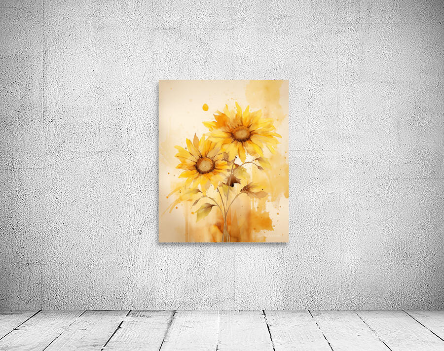 Sunlit Petals – Watercolor Sunflower Art Print Wall Preview