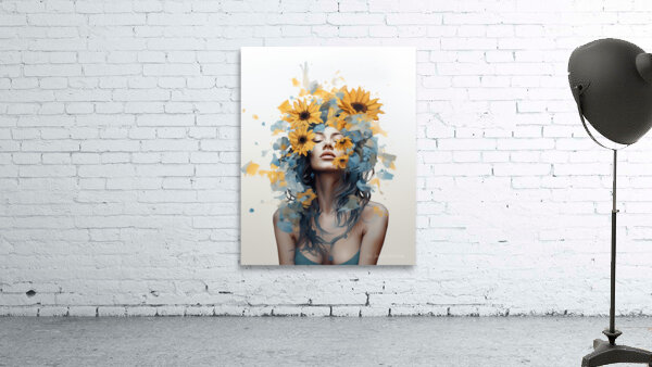 Beautiful Arrangement – Botanical Headpiece Portrait Art Print Wall Preview