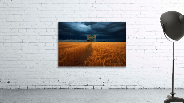 Historical – Golden Prairie Cabin Landscape Art Print Wall Preview