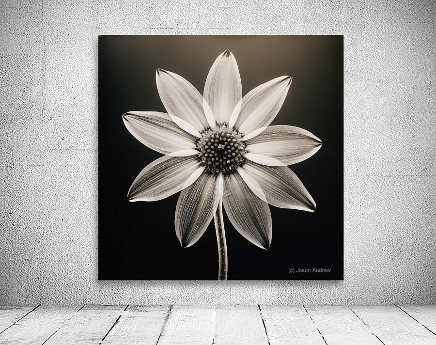 Sumptuous – Soft-Glow Daisy Monochrome Art Print Wall Preview