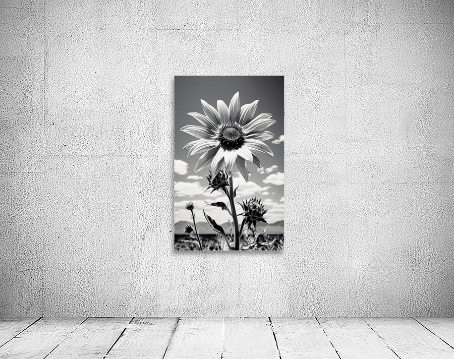 Vitamin D - Black & White Sunflower Art Print Wall Preview