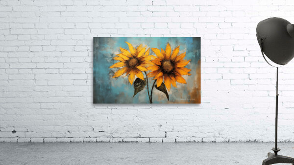 Allure - Sunflower Duo - Modern Floral Art Prints Wall Preview