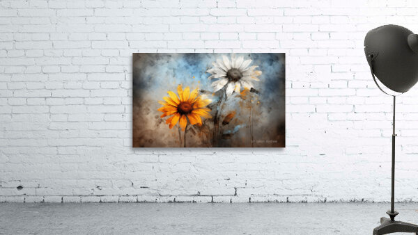 Fire And Ice - Sunflower Contrast Art Prints Wall Preview