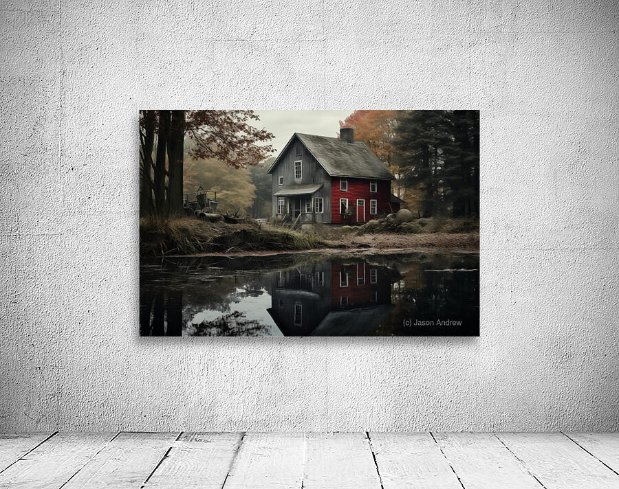 Farmhouse – Rustic Country Landscape Art Print Wall Preview