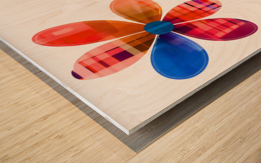 Plaid Botanica 5 - Retro Floral Art Prints Wood print