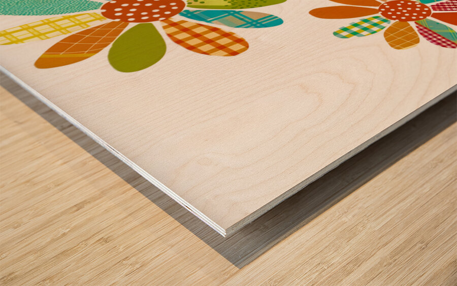 Plaid Botanica 2 - Modern Floral Art Prints Wood print