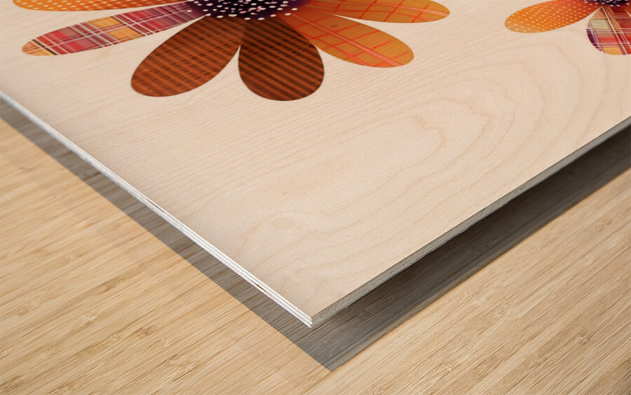 Plaid Botanica 17 - Contemporary Floral Pattern Art Prints Wood print