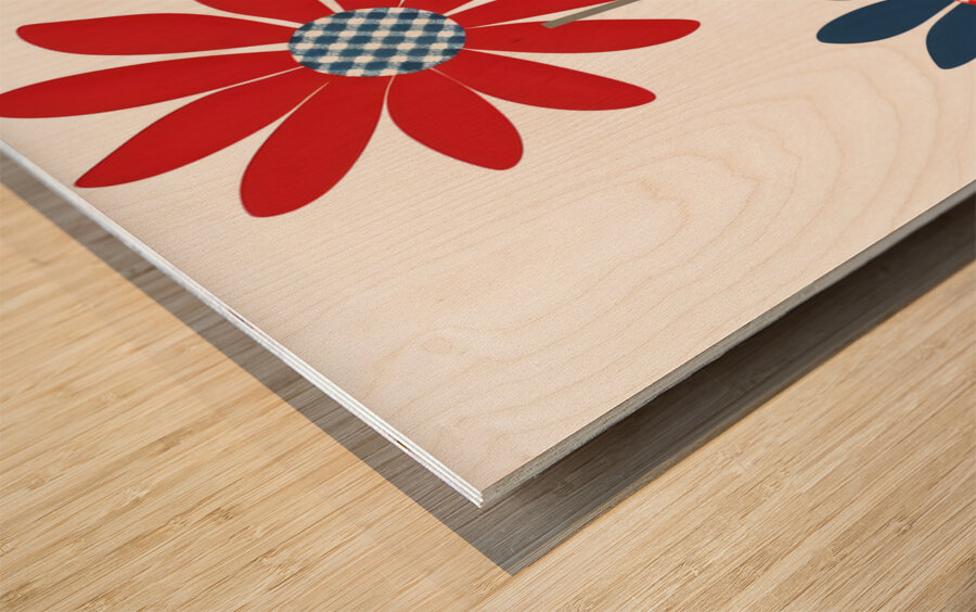 Plaid Botanica 9 - Retro Floral Art Prints Wood print