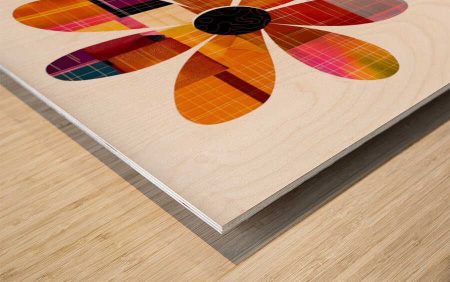 Plaid Botanica 15 - Contemporary Floral Pattern Art Prints Wood print