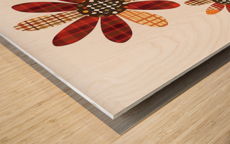 Plaid Botanica 19 - Modern Retro Floral Art Prints Wood print