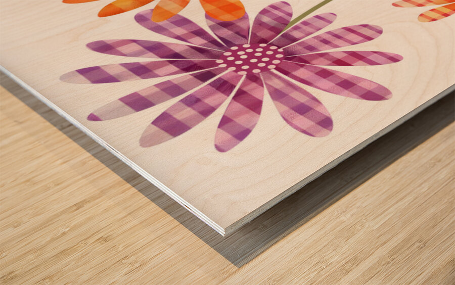 Plaid Botanica 11 - Colorful Floral Art Prints Wood print