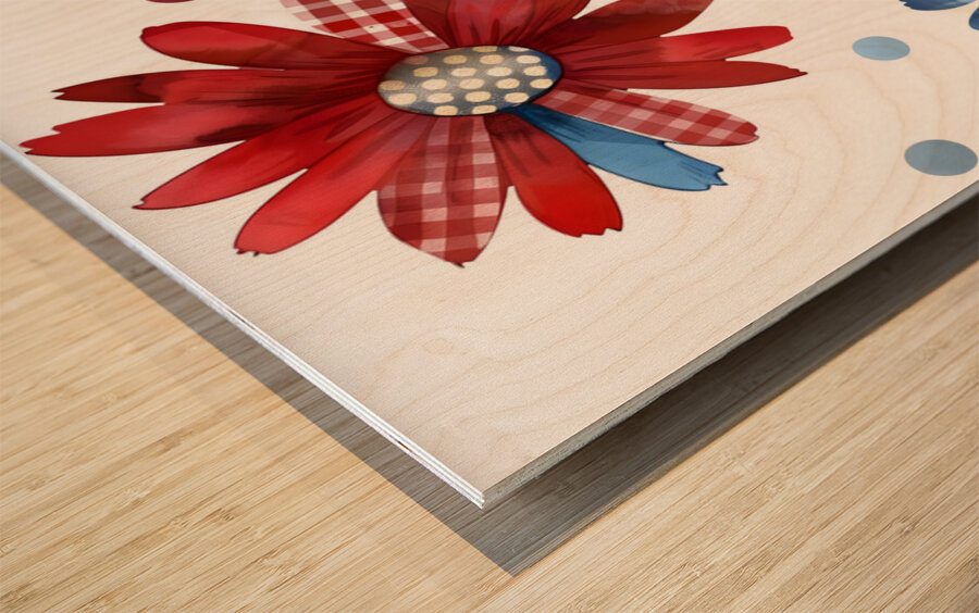 Plaid Botanica 7 - Retro Floral Art Prints Wood print