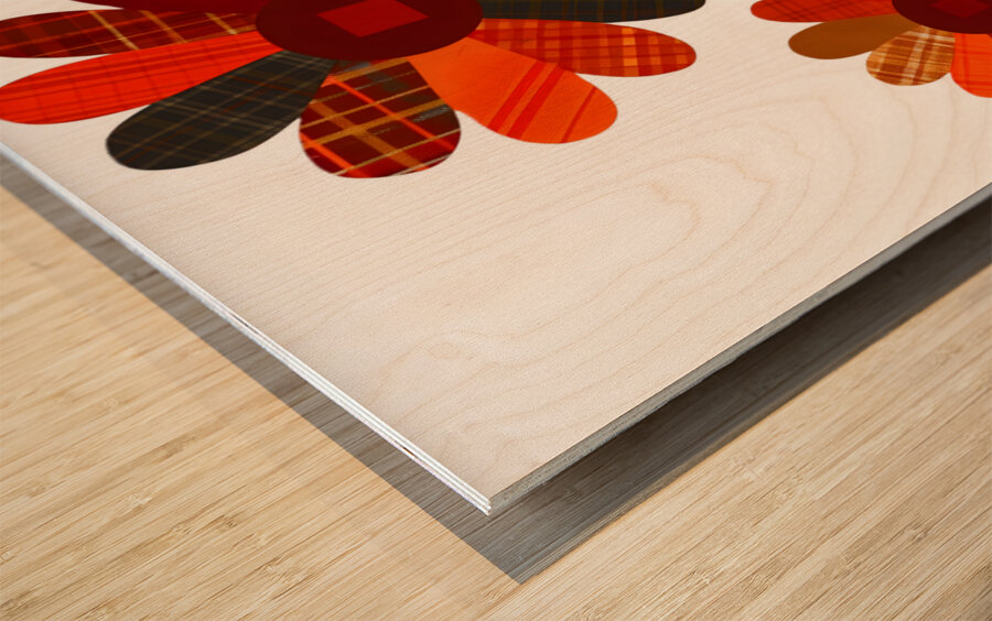 Plaid Botanica 3 - Contemporary Floral Art Prints Impression sur bois