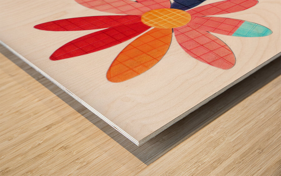 Plaid Botanica 25 - Modern Floral Art Prints Wood print