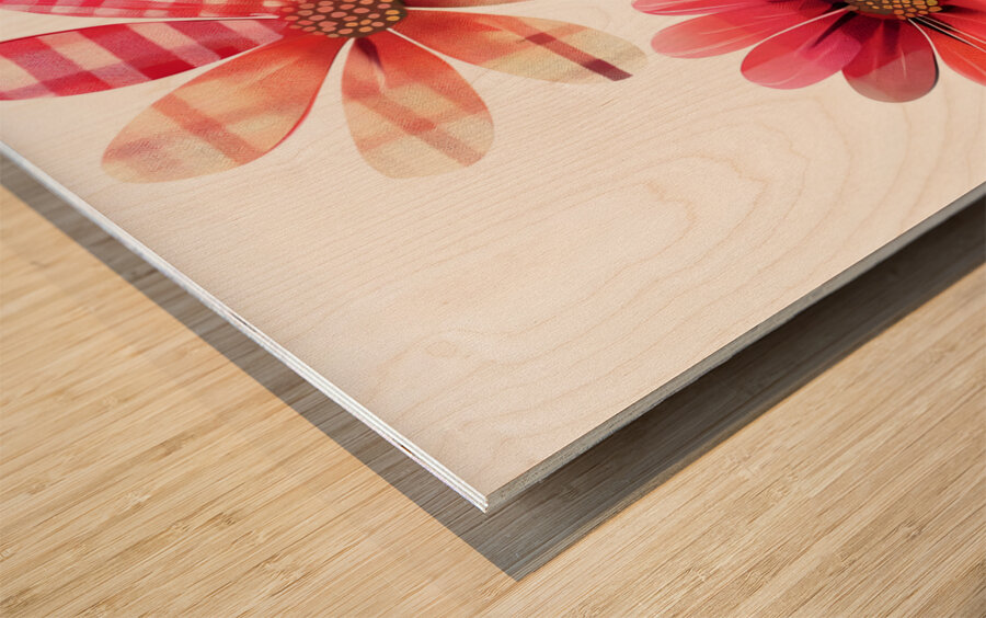 Plaid Botanica 4 - Contemporary Floral Art Prints Wood print