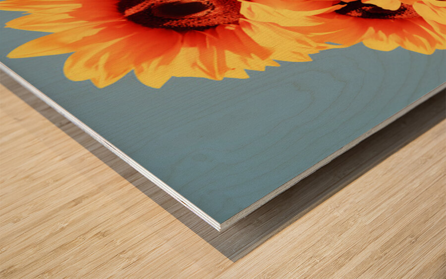 Golden Giants - Sunflower Portrait Art Prints Wood print