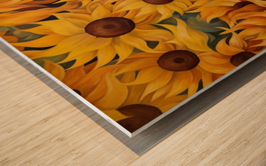 Helios - Sunflower Field Art Prints Wood print