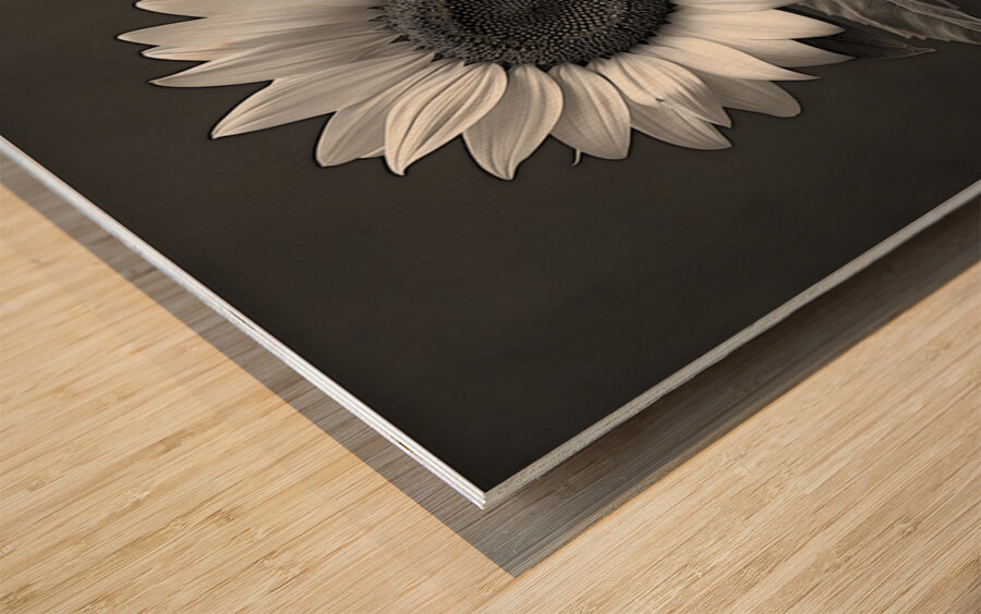 Sunflower Selfie 4 - Sunflower Portrait Art Prints Wood print