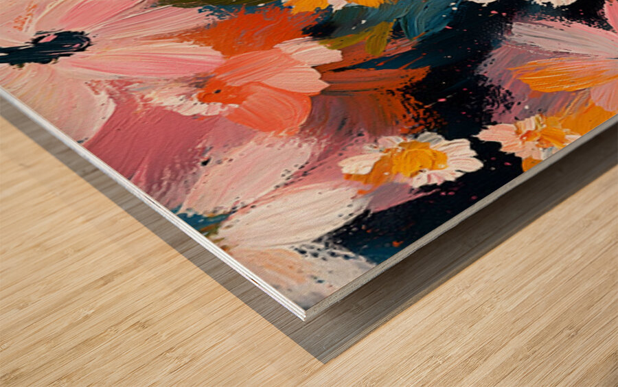 Petales Sauvages A Minuit - Wild Petals At Midnight - Nocturne Floral Art Prints Wood print