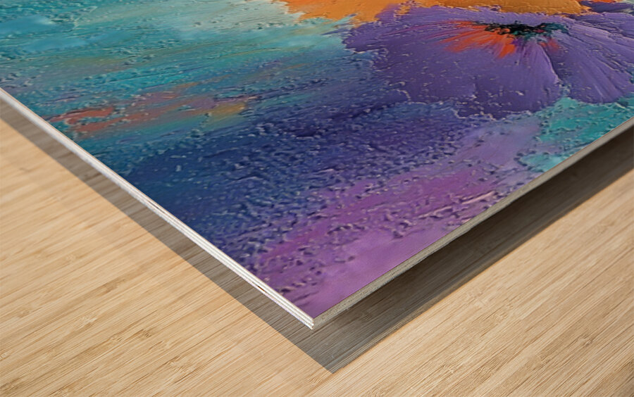 Floraison Au Crepuscule - Twilight Bloom - Contemporary Floral Art Prints Wood print