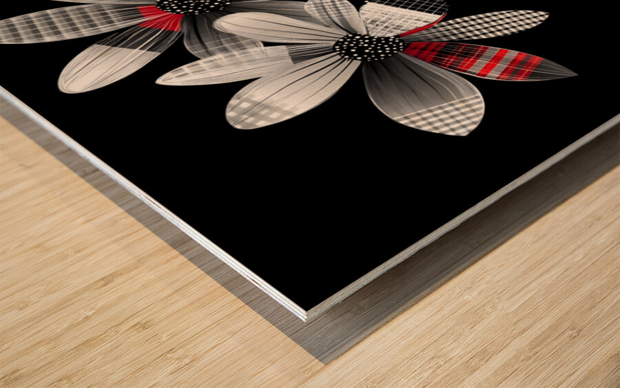 Plaid Botanica 26 - Contemporary Floral Art Prints Wood print