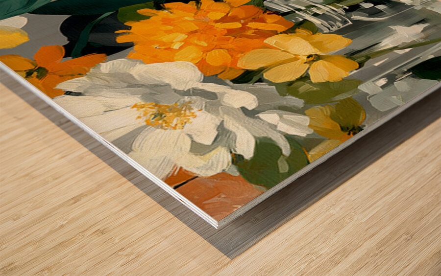 Fleurs Captives - Captive Flowers - Botanical Collage Art Prints Wood print