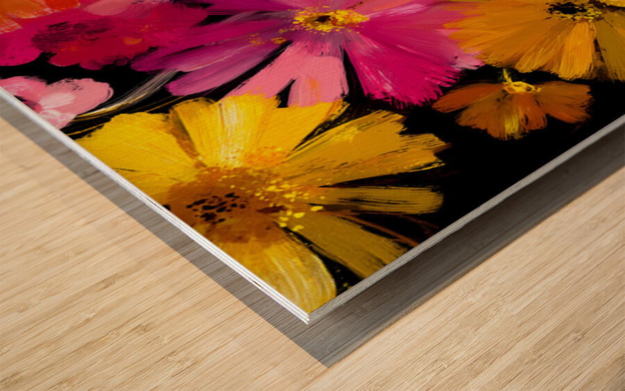 Luce Che Sboccia Nel Buio - Light That Blooms In The Dark - Luminous Floral Art Prints Wood print