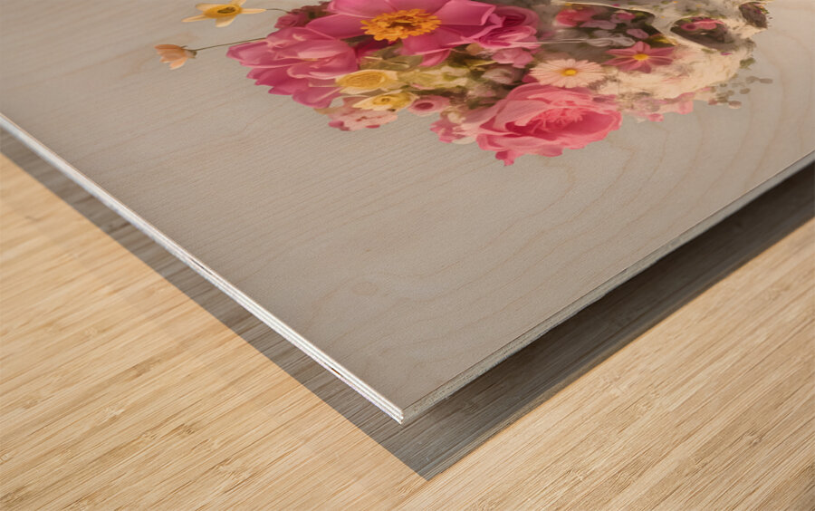 La Vita Dopo La Morte - Life After Death - Floral Skeleton Art Prints Wood print