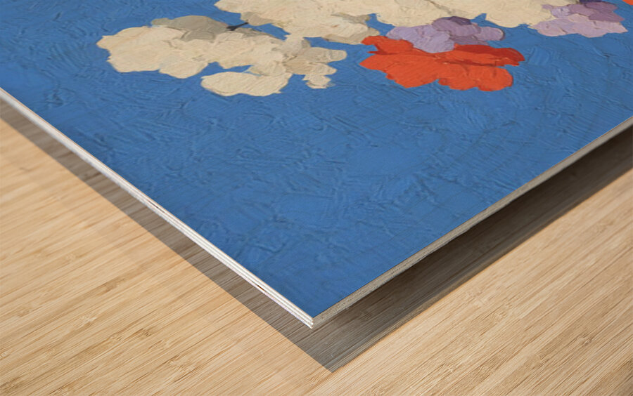 Fiori NellAzzurro - Flowers In The Blue - Italian Floral Art Prints Wood print