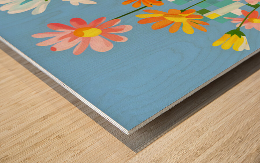 Fleurs En Pixels - Flowers In Pixels - Digital Floral Art Prints Wood print