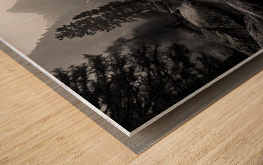 Still Water And Stones - Monochrome Landscape Art Prints Wood print